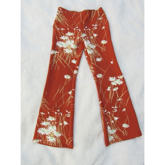 Urban Outfitters UO Dalila Flare Pants Womens S Low Rise Y2K Orange Floral Print - Picture 4 of 15
